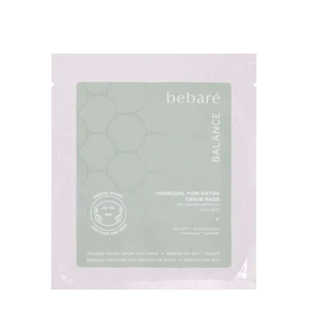 BEBARE lakštinė kaukė padeda kovoti su riebalų pertekliumi ir nešvariomis poromis.