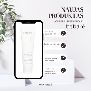 Bebare jautrios odos kaukė akimirksniu mažina raudonį, ramina ir gaivina odą. Sukuria apsauginį barjerą.