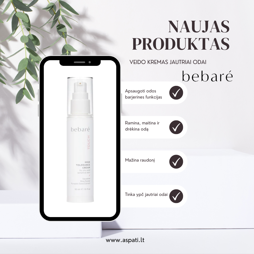 Bebare aukštos tolerancijos kremas kovoja su raudoniu, ramina ir drėkina odą, ypač tinka jautriai odai.