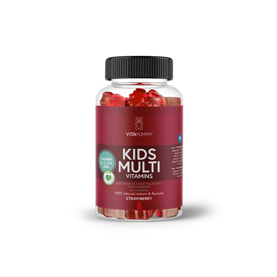 VitaYummy braškių skonio multivitaminai vaikams su vitaminu B, C, D, cinku, 60 vnt./180 g
